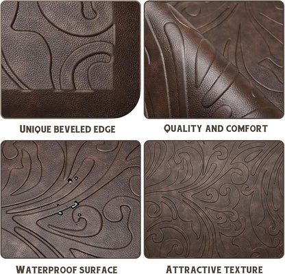 KMAT Kitchen Mat Cushioned Anti-Fatigue Floor Mat Waterproof Non-Slip Standing Mat Ergonomic Comfort Floor Mat Rug for Home,Office,Sink,Laundry,Desk 30"(L) x 20"(W),Brown