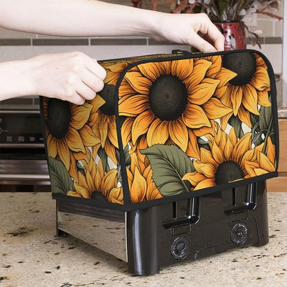 Sunflower Pattern 2 Slice Toaster Cover Wide Slot Dustproof Bread Maker Cover Fingerprint Protection Kitchen Appliance Cover Toaster Bag
