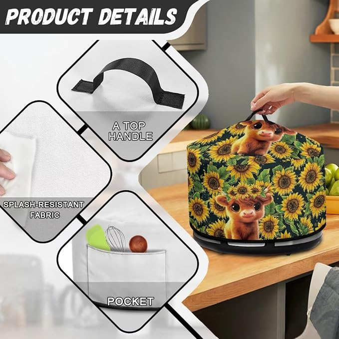 Baby Highland Cow Slow Cooker Dust Cover with Pocket 6-8 qt Crock for Pot Keep Small Kitchen Appliance Clean Kitchen Home Accessories Decor Cover