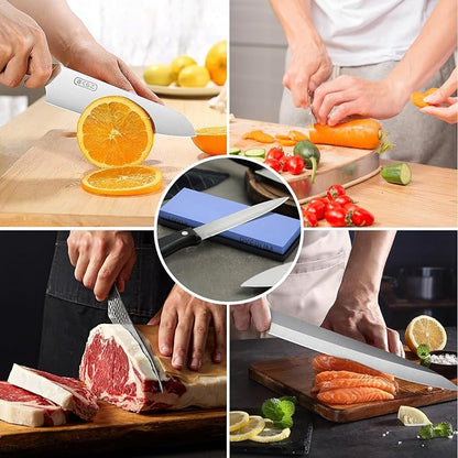 Knife Sharpening Stone Whetstone 1000 Grit Knife Sharpener Enough for Daily Sharpening Stone With 2 Non-Slip Rubber Bases,Safety and Easy to Use For Beginners