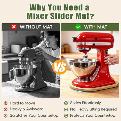 Mixer Slider for Kitchenaid Mixer 4.5-5 Qt Tilt-Head Stand Mixer Bamboo Wood Countertop Appliance Sliding Tray Mover Sliding Caddy for Kitchen Aid Slider Mat Accessories Attachments Natural Bamboo