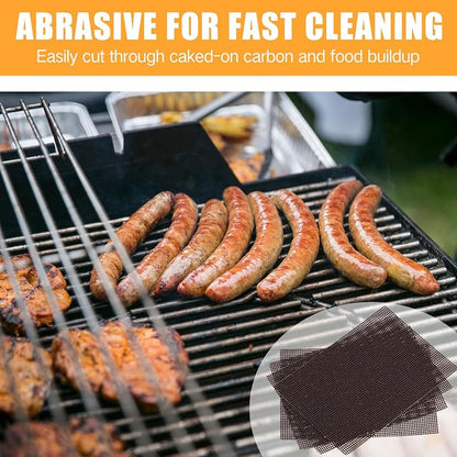 Reallnaive 200 Pack Griddle 4x5.5'' Screen Grill Cleaning Screens Pre-treated Abrasive Mesh Pads for Flat Top Stainless Steel Griddle Cleaning Accessories Bundle