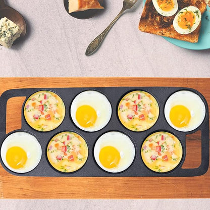 YOLOPLUS+ Pre-seasoned Cast Iron Muffin Pan with Heat Resistant Gloves，16 Inch 8 Cups Biscuit Pan with Handle for Biscuits, Cupcake,Muffins, and Scones