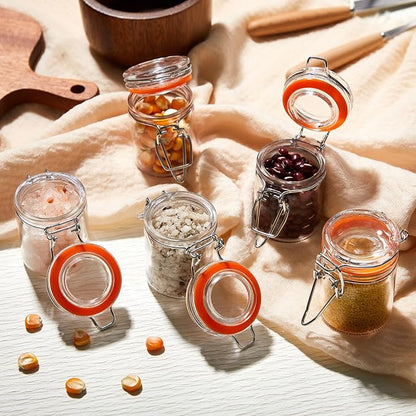 Norme 24 Pcs Glass Spice Jars with Airtight Lid, Leakproof Clamp Containers for Home Kitchen Herb Tea Seasoning Sugar Storage Containers(1.7 oz)