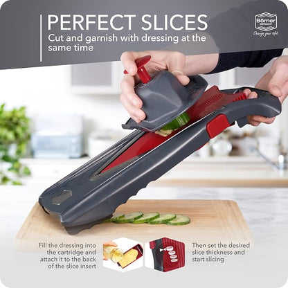 Börner Manodline Slicer Vital (Basic Set) • Vital Vegetable Slicer with V-Blade • Mandoline with Dressing Function • Vegetable Slicer for Vegetables & Fruits • Various Thicknesses Settings