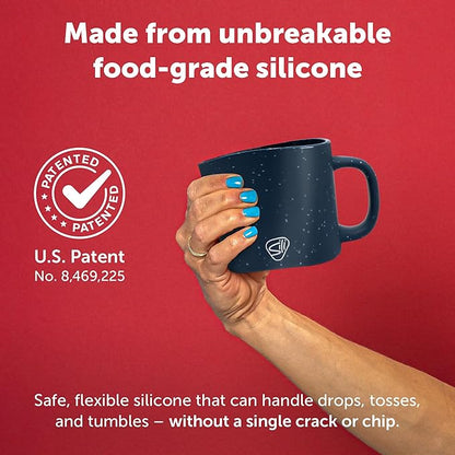 Silipint 16oz Silicone Coffee Mug – Unbreakable Dishwasher Safe Microwave Oven & Freezer Compatible Travel Mug – Non-Toxic Reusable Cup for Hot Coffee Tea or Cold Drinks (Speckled Blue) Pack of 1
