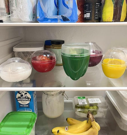 2PCS Fruit and Vegetable Shaped Savers Onion and Lemon Storage Containers for Fridge Vegetable Crisper Makes Food Stays Fresh Longer