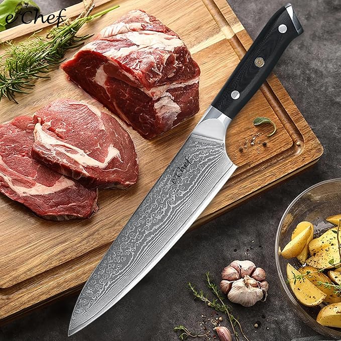 8-inch Damascus Chef Knife, made with sharp VG10 steel, 67 layers Damascus cooking knife, G10 handle, beautifully packaged box (8-inch chef's knife)