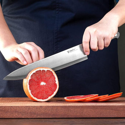 8-Inch Chef Knife – Full Tang Razor-Sharp High Carbon Stainless Steel Blade – Hollow Grind Edge – Ergonomic Grip Handle – Professional Kitchen Knife, Black