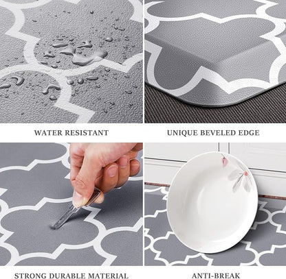 WISELIFE Kitchen Runner Rugs Anti-Fatigue mats - 4/5 Inch Non Slip Waterproof Ergonomic Comfort Mat for Kitchen, Floor Home, Office, Sink, Laundry (17.3"x 60",Grey)