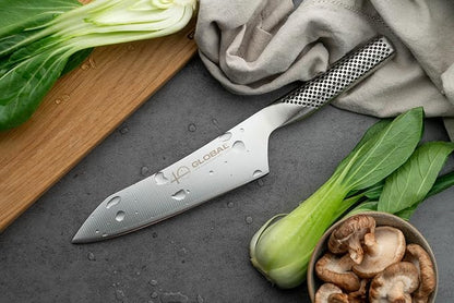 Global 40th Anniversary 7 inch Asian Chef's Knife, Unique convex edge, Ergonomic Handle, Slip Resistant Grip, Stainless Steel, Made In Japan, G-4/AB