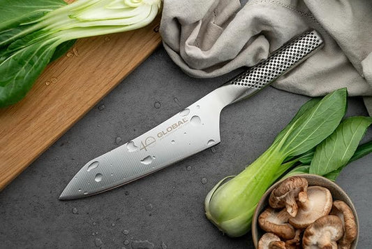 Global 40th Anniversary 7 inch Asian Chef's Knife, Unique convex edge, Ergonomic Handle, Slip Resistant Grip, Stainless Steel, Made In Japan, G-4/AB