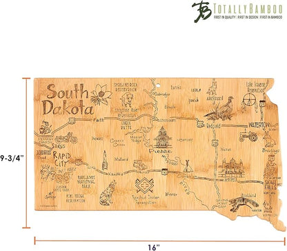 Totally Bamboo Destination South Dakota State Shaped Serving and Cutting Board, Includes Hang Tie for Wall Display