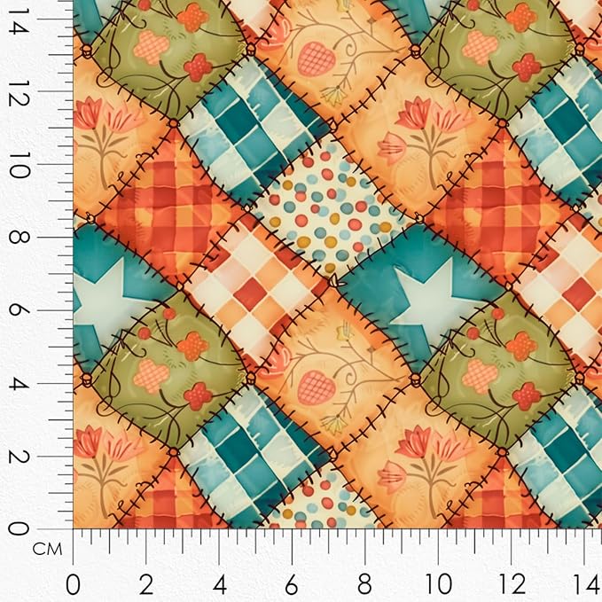 Patchwork Tree Cotton Fabric Panel – Six 10×10 inch Designs + Bonus 29.5×19.6 inch Patchwork Sheet, 100% Turkish Cotton 140 GSM
