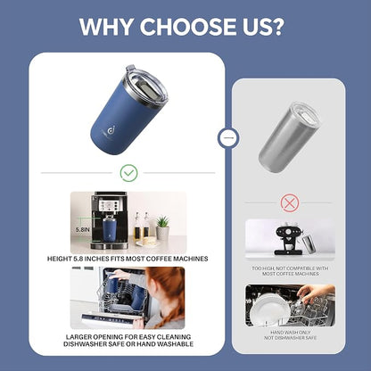 Ideus 20 oz Tumbler, Travel Coffee Mug with Splash Proof Sliding Lid, Double Wall Stainless Steel Vacuum Insulated Coffee Mug for Home and Office, Keep Beverages Hot or Cold, Ocean Blue