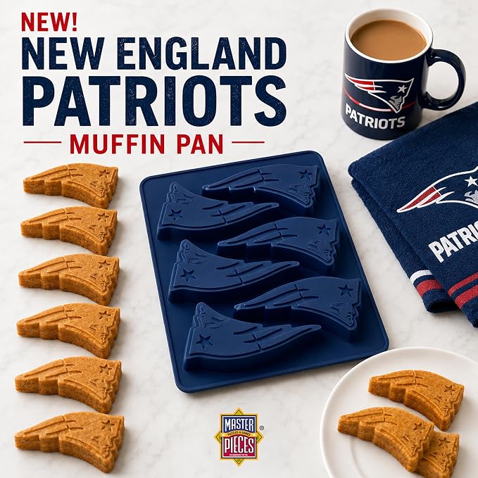 MasterPieces Game Day - FanPans NFL New England Patriots Silicone Muffin Pan - Dishwasher Safe