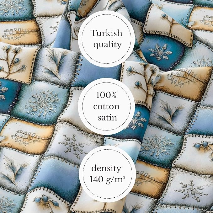 100% Cotton Fabric by the Yard – Turkish Quality Quilting & Sewing Fabric, 1 Yard x 1.69 Yards Wide, Patchwork Cotton for Crafts