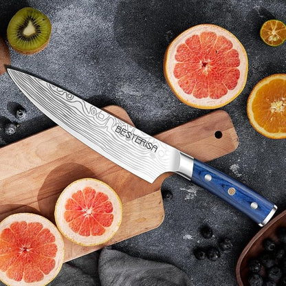 Chef Knife,8 Inch Professional Chef Knife German Stainless Steel,Ultra Sharp Vegetable Meat Cleaver Knife with Knife Guard