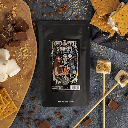 Bones Coffee Company Favorite Flavors Sample Pack Box Set with Specialty Coffee Mug, 5 Assorted Single-Origin Low Acid Medium Roast Arabica Beans Flavored Coffee Gifts, 4 oz Pack of 5 Whole Bean