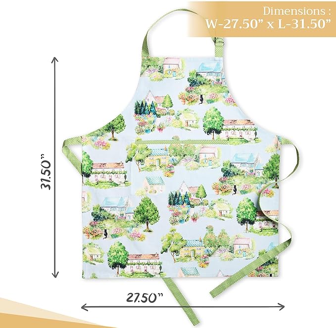 Maison d' Hermine 100% Cotton Apron for women with Pocket Kitchen Chef Apron for Men Cooking Spring Summer