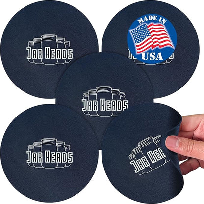 JAR HEADS Rubber Jar Opener Gripper Pad 5 Pack - Thick 5 Inch Grippers for Opening Jars Made in the USA - Jar Opener for Weak Hands & Seniors with Arthritis (Navy, 5 Pack)