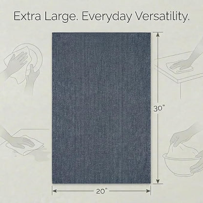 Urban Villa Kitchen Towels Premium Quality 100% Cotton Solid Kitchen Towels Set of 6 Ultra Soft Size 20X30 Inches Chambray Black/White Color Kitchen Towel Highly Absorbent Kitchen Towels