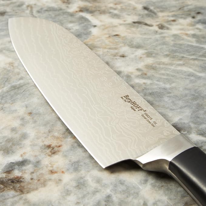 Berghoff Antigua 5Pc Knives With Case German Steel Etched Blade Ergonomically Designed Triple-riveted Handle Sharp & Well Balanced Satin Finish