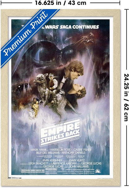 Star Wars: The Empire Strikes Back - The Saga Continues One Sheet Wall Poster, 22.4L" x 14.7W", Blonde Framed Version