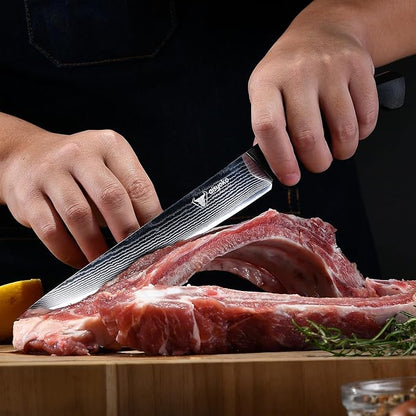 aisyoko Slicing Knife 9", Long, Thin Blade, Allows for Cleaner Cuts to Preserve Juices and Flavor, Cutluxe Meat Carving Knife – Turkey Carving Knife,All Tang non-slip handle design,Premium Gift Box