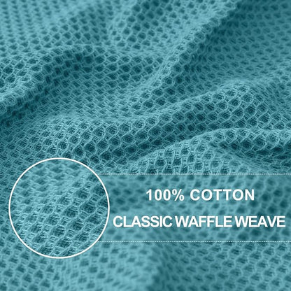 Homaxy 100% Cotton Waffle Weave Kitchen Dish Cloths, Ultra Soft Absorbent Quick Drying Dish Towels, 12 x 12 Inches, 18-Pack, Lake Blue