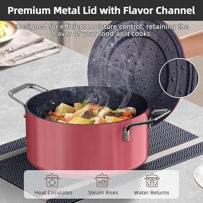 Nuwave Lux 13pc Forged Lightweight Cookware Set PFAS Free, Healthy G10 Duralon Ceramic Coating, Ultra Non-Stick, Stay-Cool Handles, Works on All Cooktops & Induction Ready