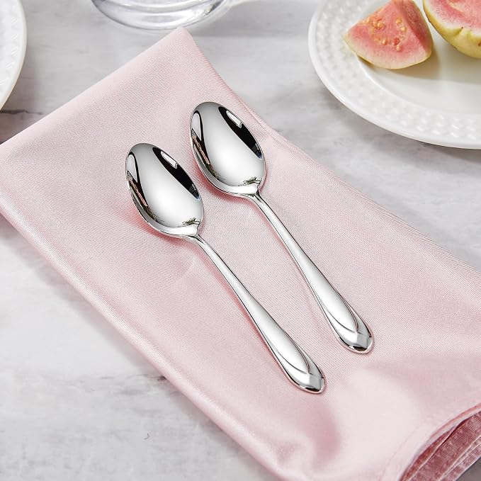 KEAWELL Premium Astra 4-Piece 5.8 inch Spoon Set – Mirror-Finished 18/10 Stainless Steel with Diamond-Faceted Handles Dishwasher Safe for Modern Dining (4, Small Spoons)