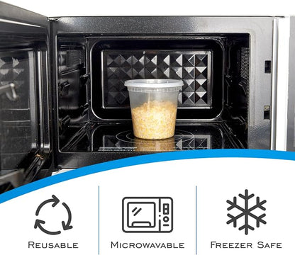 EDI [24 OZ, 50 Sets] Plastic Deli Food Storage Containers with Airtight Lids | Microwave-, Freezer-, Dishwasher-Safe | BPA Free | Heavy-Duty | Meal Prep | Leakproof | Recyclable