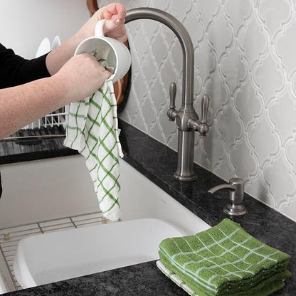 Ritz Terry Check Dish Cloth Set: Highly Absorbent & Super Soft - 100% Cotton, Durable Kitchen Cleaning Cloths for Wiping Tables and Counters, 6-Pack, Cactus
