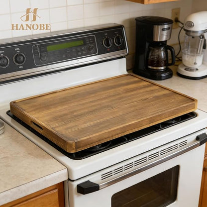 Hanobe Noodle Board Stove Cover: 30” Wood Stove Top Boards with Handles for Electric Gas