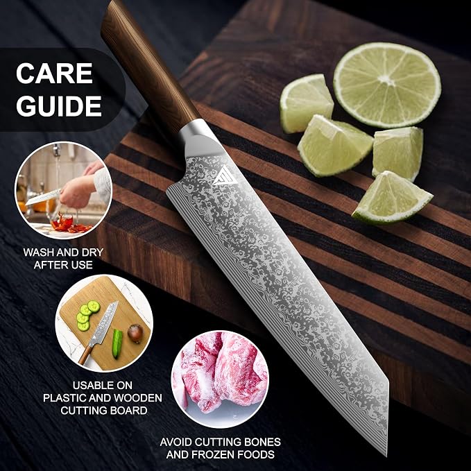 8" Professional Chef Knife - 67-Layer Damascus Steel with Pakka Wood Handle - Premium Kitchen Knife for Home & Professional Cooking with Leather Sheath & Gift Box