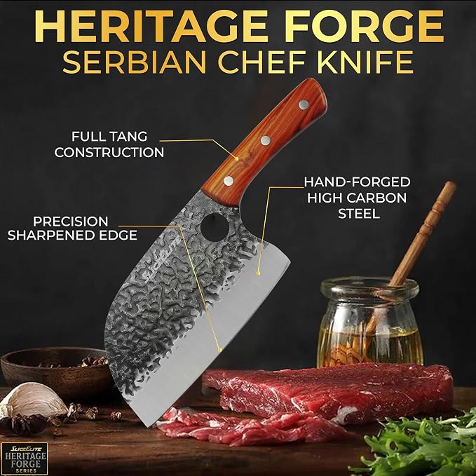 Hand-Forged Professional Butcher Knife (SERBIAN CHEF KNIFE)