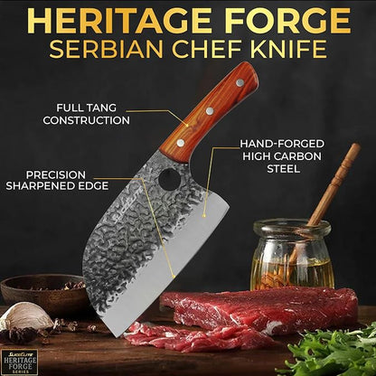 Hand-Forged Professional Butcher Knife (SERBIAN CHEF KNIFE)