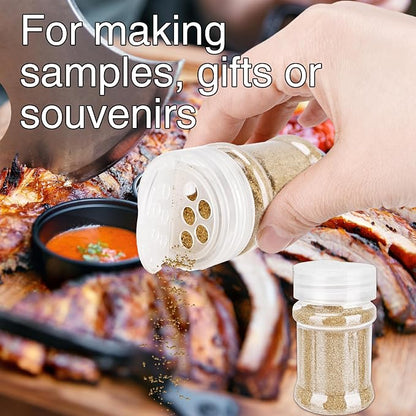 30 Pcs 2 oz Mini Plastic Spice Jars with Sifters Clear Empty Spice Bottles Round Seasoning Containers for Travel Kitchen (Clear Top with 5 Hole)