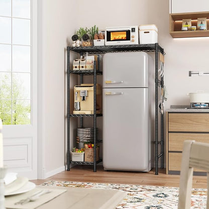 REIBII Mini Fridge Cabinet with Storage Shelves,4 Tier Space-Saving Dorm Room Mini Fridge Stand,Adjustable Utility Microwave Stand Storage Education Shelf for Dorm Kitchen,38.1Wx18.11Dx52.36H