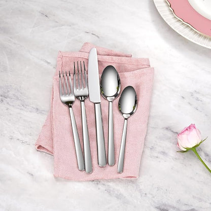 KEAWELL Premium Aline 4-Piece 6.4 inch Spoon Set – 18/10 Stainless Steel Silverware with Mirror Polish, Dishwasher Safe for Table Setting and Entertaining (4, Teaspoons)