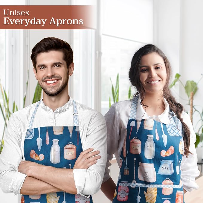Maison d' Hermine 100% Cotton Apron for women with Pocket Kitchen Chef Apron for Men Cooking Spring Summer