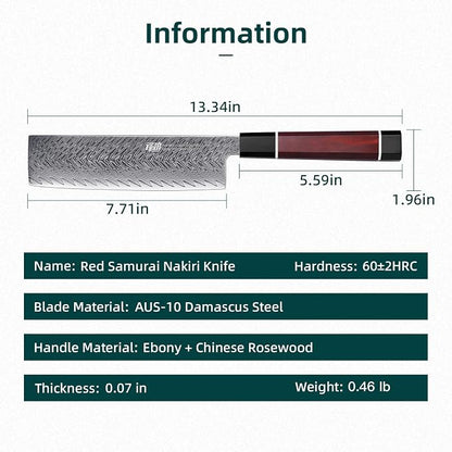 FINDKING Usuba Nakiri Knife 7 Inch, Damascus Vegetable Cleaver for Chopping & Mincing, Straight Edge, Japanese Style (Samurai Series)