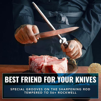 Cutluxe Honing Rod, Sharpening Steel for Kitchen Knives – 12" Honing Steel – Ergonomic Handle Design – Artisan Series