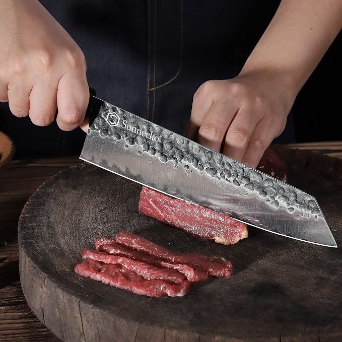 Sunnecko 8 Inch Chef Knife Japanese Kitchen Knife Sharp, Gyuto Chefs Knife Carbon Steel 3-Layered 9CR18MOV, Rosewood Handle Gift Box