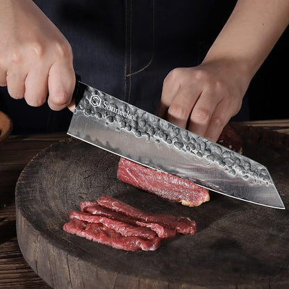 Sunnecko 8 Inch Chef Knife Japanese Kitchen Knife Sharp, Gyuto Chefs Knife Carbon Steel 3-Layered 9CR18MOV, Rosewood Handle Gift Box