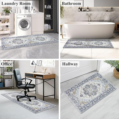 Cushioned Kitchen Rug Sets 3 Piece Anti Fatigue Kitchen Mats for Floor Non Slip Waterproof Kitchen Rugs and Mats Comfort Standing Mat Runner for Home Office,Sink,Laundry
