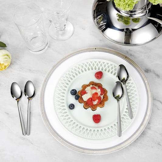 KEAWELL Premium Aline 4-Piece 5.8 inch Spoon Set – 18/10 Stainless Steel Silverware with Mirror Polish, Dishwasher Safe for Table Setting and Entertaining (4, Small Spoons)
