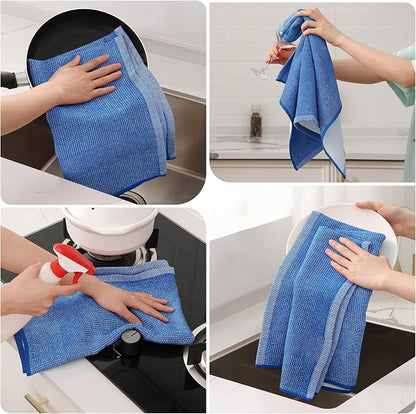 Mordimy Premium Kitchen Towels 8 Pack (18 x 28 Inches, Blueberry), Large Cotton Kitchen Hand Towel, Flat & Terry Dish Towels for Drying Dishes, Super Absorbent Tea Dishtowels Set with Hanging Loop