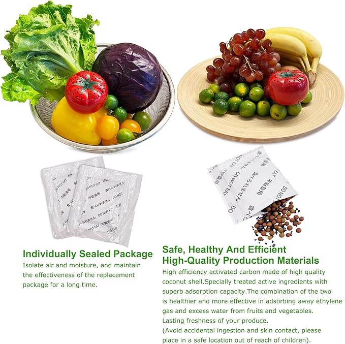 Produce Freshness Preserver Saver Kit- Keep Fruits and Vegetables Fresh Longer, Ethylene Gas and Odor Absorber in Refrigerator (2 Pack)